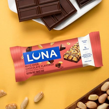 LUNA Bar Nutz Over Chocolate – 15er-Pack, glutenfrei, nicht-GVO, 7-9 g Protein