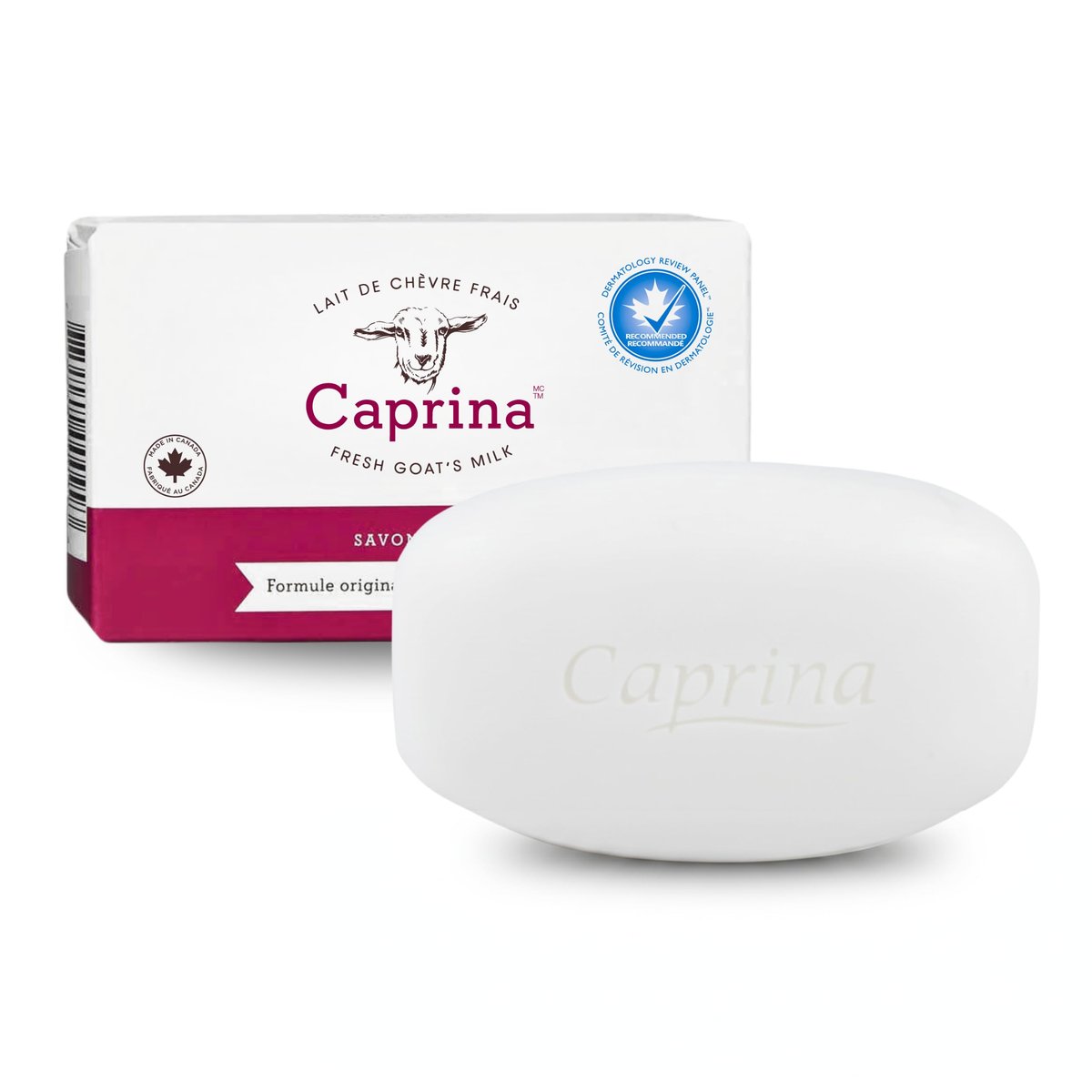 Caprina Frische Ziegenmilchseife, Original | Bio-Ziegenmilch Hand- & Körperpflegeseife, Feuchtigkeitsspendend, Biologisch Abbaubar, Naturbelassen & Umweltfreundlich | Mit Vitaminen A, B2 und B3 – 142 g (1 Packung)