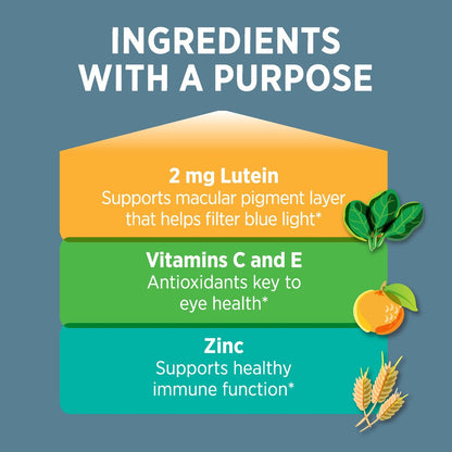 Ocuvite Augen Vitamin & Mineral Ergänzung, Lutein & Antioxidantien Vitamine A, C & E, Zink für Augengesundheit & Unterstützung, Vitamine für die Augen, 60 Tabletten