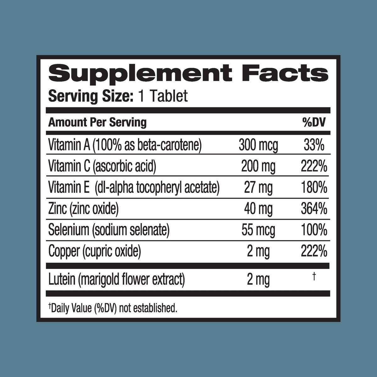 Ocuvite Augen Vitamin & Mineral Ergänzung, Lutein & Antioxidantien Vitamine A, C & E, Zink für Augengesundheit & Unterstützung, Vitamine für die Augen, 60 Tabletten
