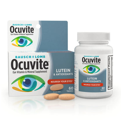 Ocuvite Augen Vitamin & Mineral Ergänzung, Lutein & Antioxidantien Vitamine A, C & E, Zink für Augengesundheit & Unterstützung, Vitamine für die Augen, 60 Tabletten