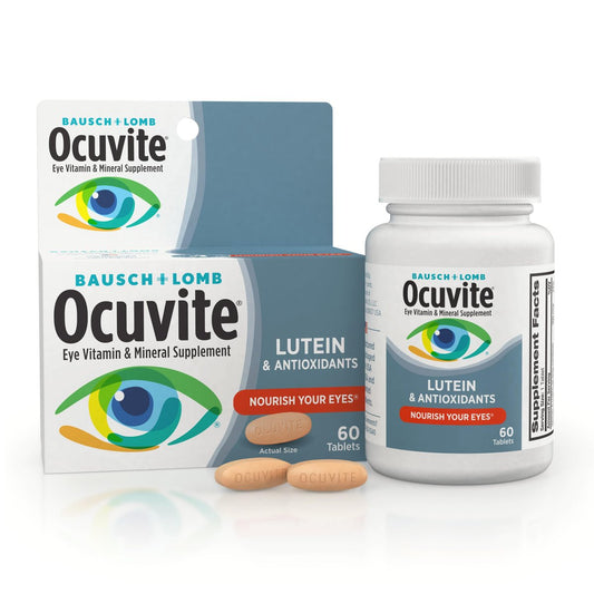 Ocuvite Augen Vitamin & Mineral Ergänzung, Lutein & Antioxidantien Vitamine A, C & E, Zink für Augengesundheit & Unterstützung, Vitamine für die Augen, 60 Tabletten