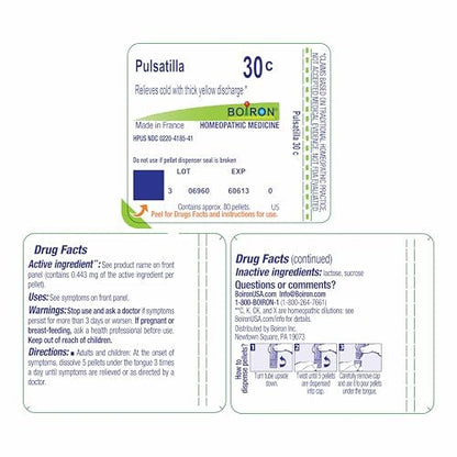 Boiron Pulsatilla 30C Homöopathisches Mittel gegen Erkältungen - 80 Kügelchen