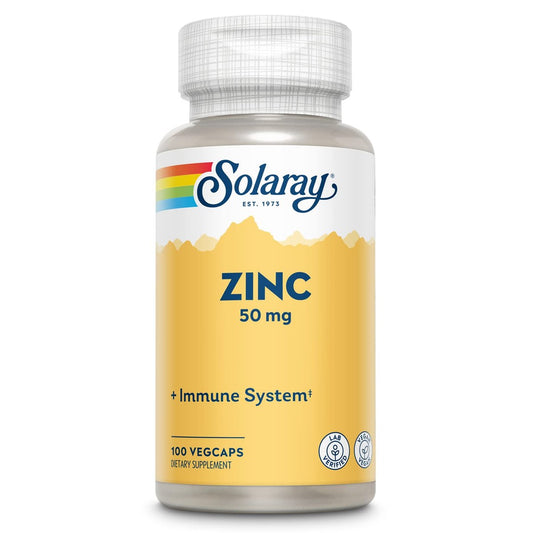 SOLARAY Zink 50mg Kapseln – Immununterstützung mit Kürbiskernen, 100 Stück, Vegan