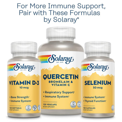 SOLARAY Zink 50mg Kapseln – Immununterstützung mit Kürbiskernen, 100 Stück, Vegan