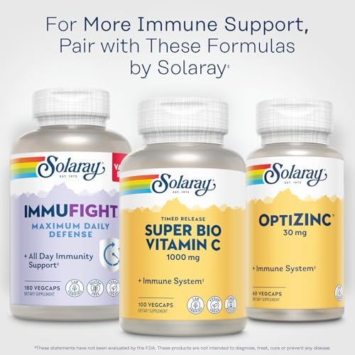 SOLARAY Super Bio Gepuffertes Vitamin C 1000mg – Zweistufig, Zeitverzögert, Mit Bioflavonoiden – Immununterstützung, Hohe Absorption, Vegan, 60-Tage-Garantie, 50 Portionen, 100 VegCaps