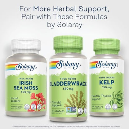 SOLARAY Blasentang Kapseln 580 mg – Jodreiches Meeresalgensupplement für die Schilddrüsenunterstützung – Vegan, Nicht-GVO, 60-Tage-Garantie – 100 VegKapseln