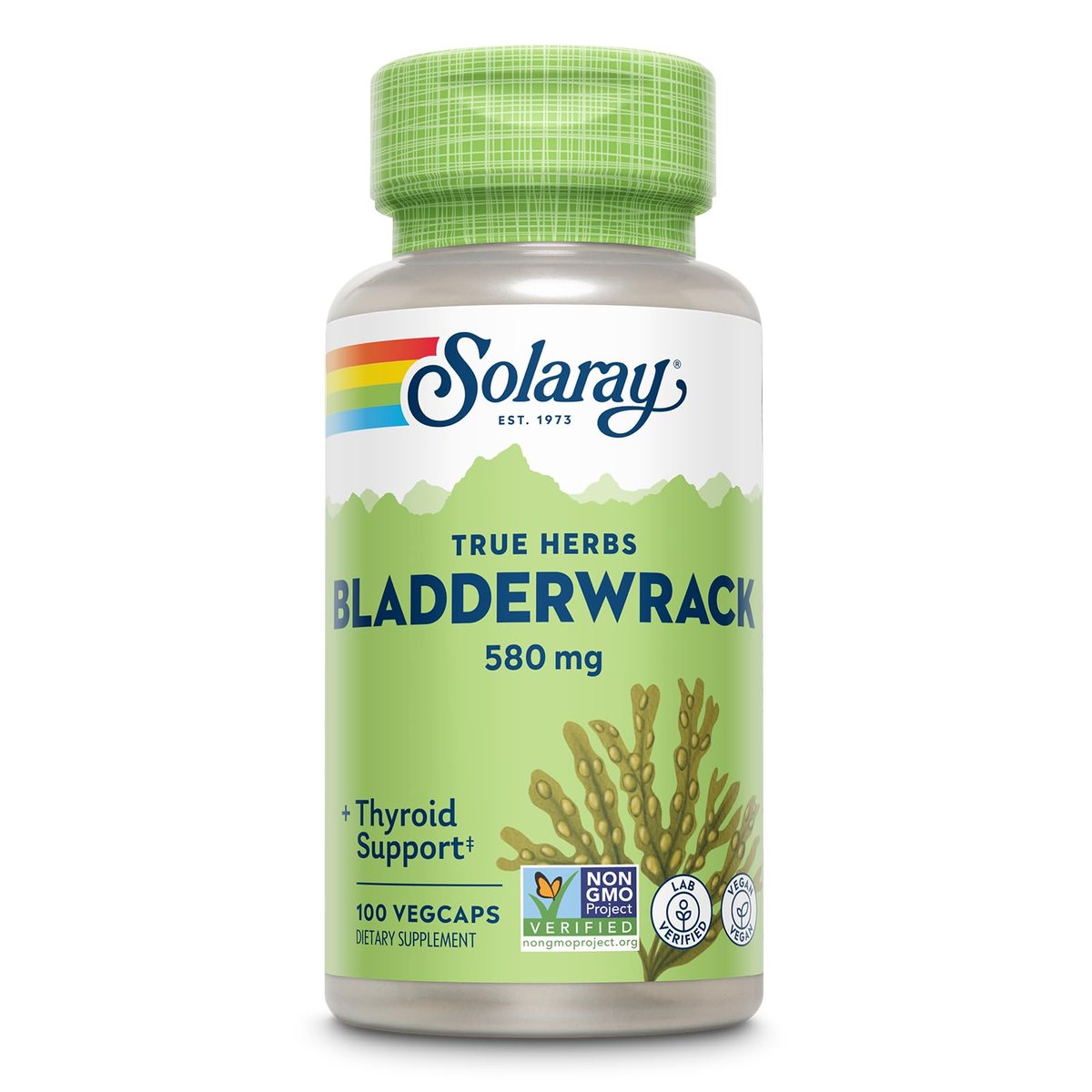 SOLARAY Blasentang Kapseln 580 mg – Jodreiches Meeresalgensupplement für die Schilddrüsenunterstützung – Vegan, Nicht-GVO, 60-Tage-Garantie – 100 VegKapseln