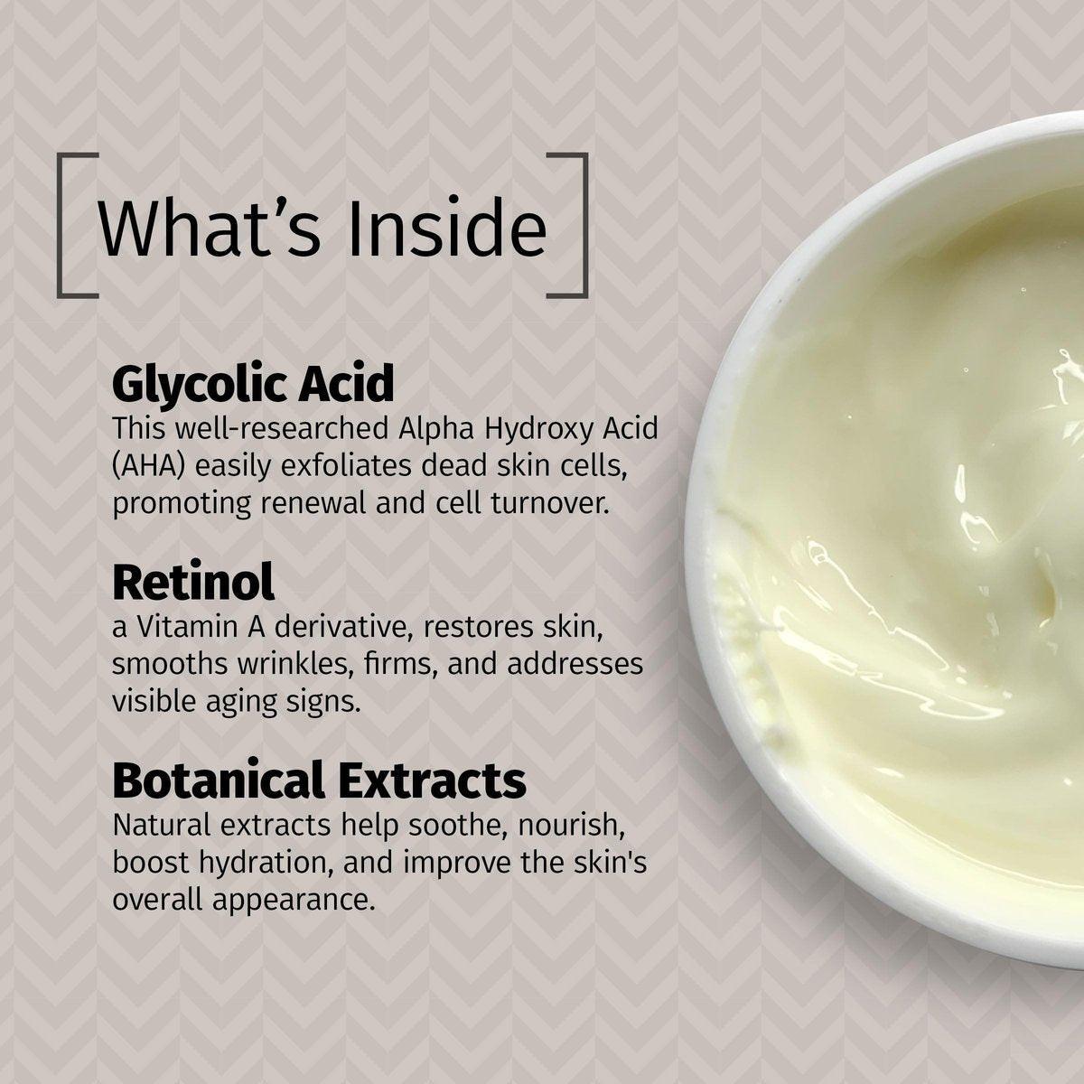 Reviva Labs 10% Glykolsäure Creme – Tägliche Feuchtigkeitspflege und mildes Peeling mit Alpha-Hydroxysäure aus natürlichem Zuckerrohr