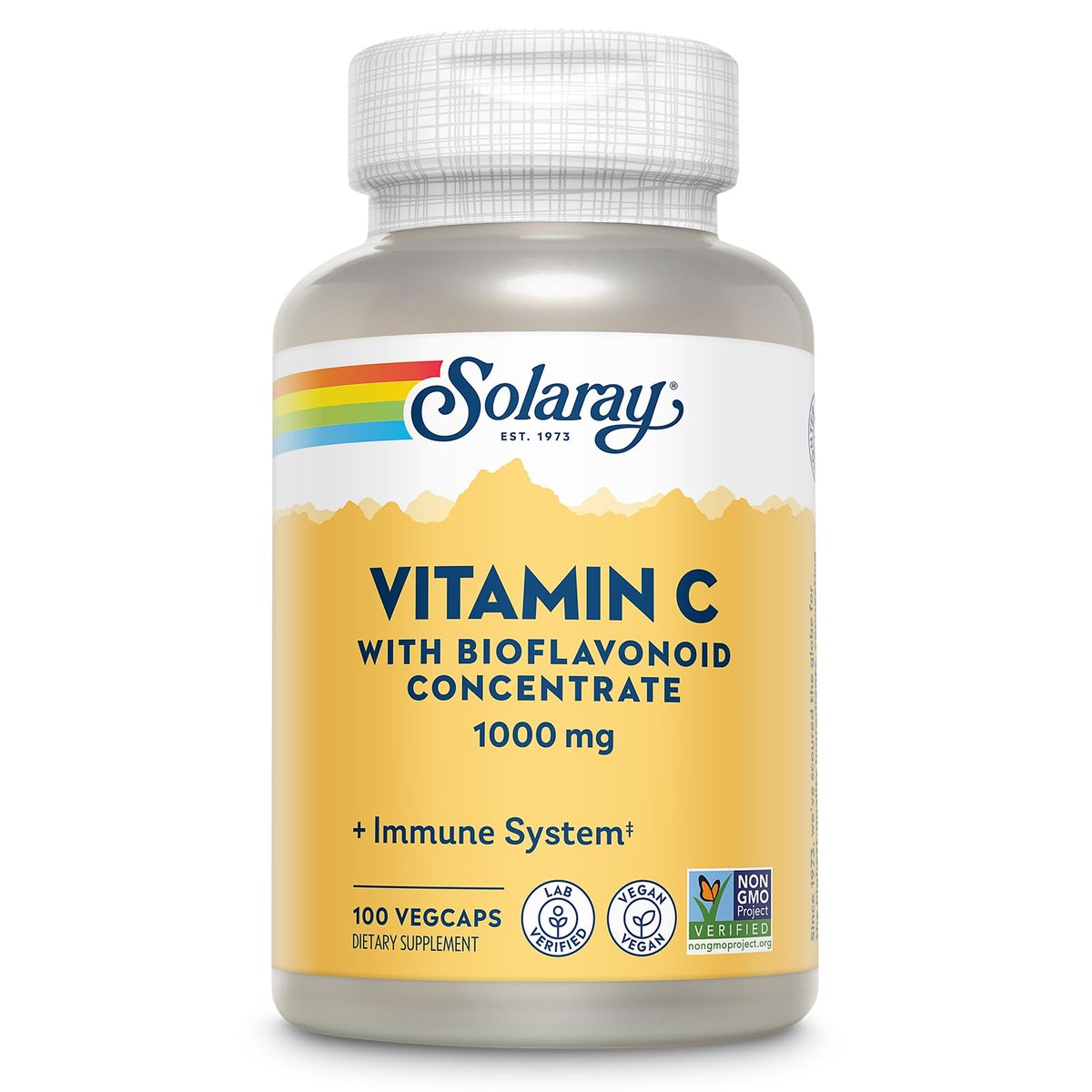 SOLARAY Vitamin C mit Bioflavonoid-Konzentrat - Hagebutte, Acerola-Kirsche und Bioflavonoide - Vitamin C 1000mg - Unterstützt Immunsystem, Haut, Haare, Nägel - Vegan - 100 Portionen, 100 VegCaps