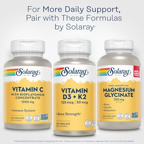 SOLARAY Vitamin C mit Bioflavonoid-Konzentrat - Hagebutte, Acerola-Kirsche und Bioflavonoide - Vitamin C 1000mg - Unterstützt Immunsystem, Haut, Haare, Nägel - Vegan - 100 Portionen, 100 VegCaps
