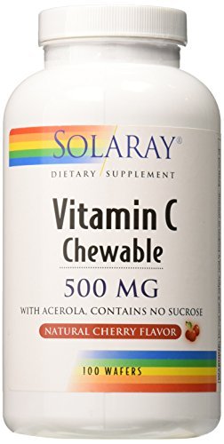 SOLARAY Vitamin C 500 mg Lutschtabletten mit natürlichem Kirschgeschmack – Immununterstützung & Antioxidans, 100 Lutschtabletten