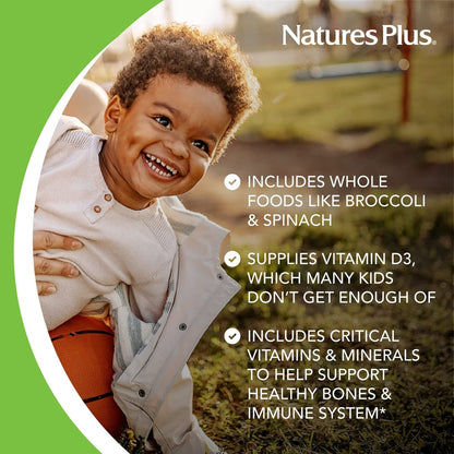 NaturesPlus Animal Parade Kinder Multivitamin zum Kauen – 90 tierförmige Tabletten – Natürliche Mischgeschmacksrichtungen – Vegetarisch, Glutenfrei – 45 Portionen