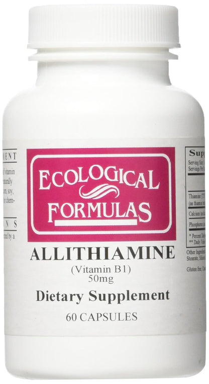 Ecological Formulas Allithiamine Vitamin B1 50 mg – 60 Kapseln, Hochdosiertes Thiamin, Natürliche Energieunterstützung