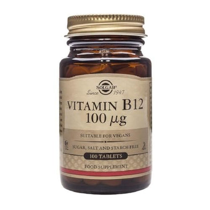 Solgar Vitamin B-12 100 mcg – 100 Tabletten, Nahrungsergänzungsmittel zur Unterstützung des Energiestoffwechsels