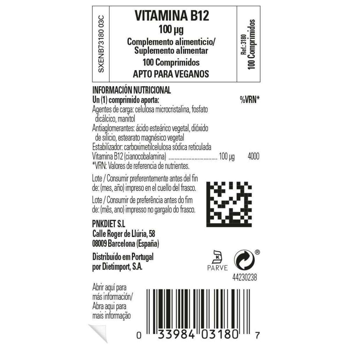 Solgar Vitamin B-12 100 mcg – 100 Tabletten, Nahrungsergänzungsmittel zur Unterstützung des Energiestoffwechsels