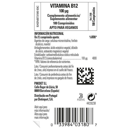 Solgar Vitamin B-12 100 mcg – 100 Tabletten, Nahrungsergänzungsmittel zur Unterstützung des Energiestoffwechsels