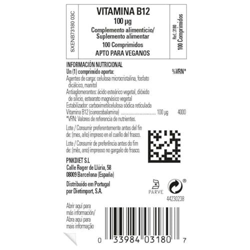 Solgar Vitamin B-12 100 mcg – 100 Tabletten, Nahrungsergänzungsmittel zur Unterstützung des Energiestoffwechsels
