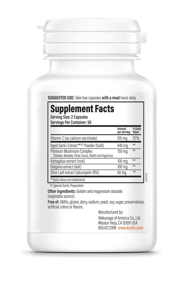 Kyolic gealterter Knoblauchextrakt Formula 103, Immununterstützung*, 100 Kapseln