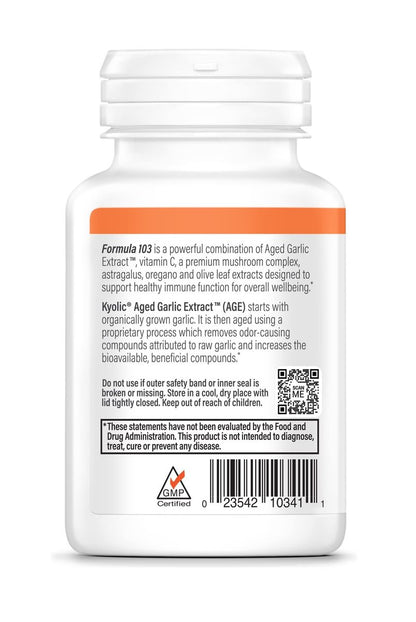 Kyolic gealterter Knoblauchextrakt Formula 103, Immununterstützung*, 100 Kapseln