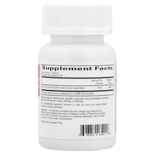 Ecological Formulas Ferritin Kapseln – 60 Kapseln, Hochwertiges Eisenpräparat