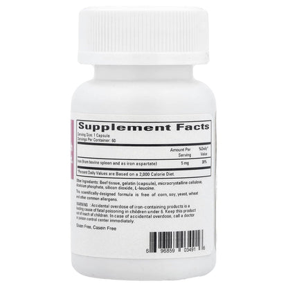 Ecological Formulas Ferritin Kapseln – 60 Kapseln, Hochwertiges Eisenpräparat
