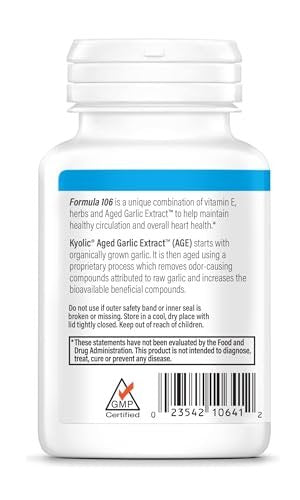 Kyolic Gealter Knoblauch Extrakt Formula 106 – Kreislaufunterstützung, Herz-Kreislauf- & Durchblutungsergänzung – 100 Kapseln (50 Portionen)