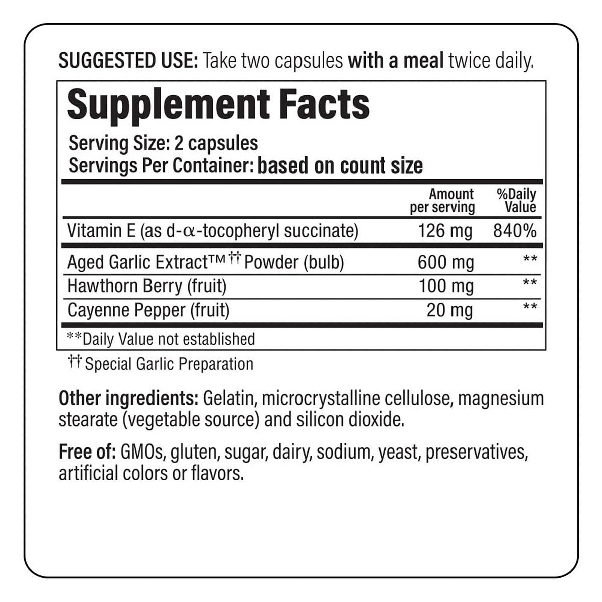 Kyolic Gealter Knoblauch Extrakt Formula 106 – Kreislaufunterstützung, Herz-Kreislauf- & Durchblutungsergänzung – 100 Kapseln (50 Portionen)