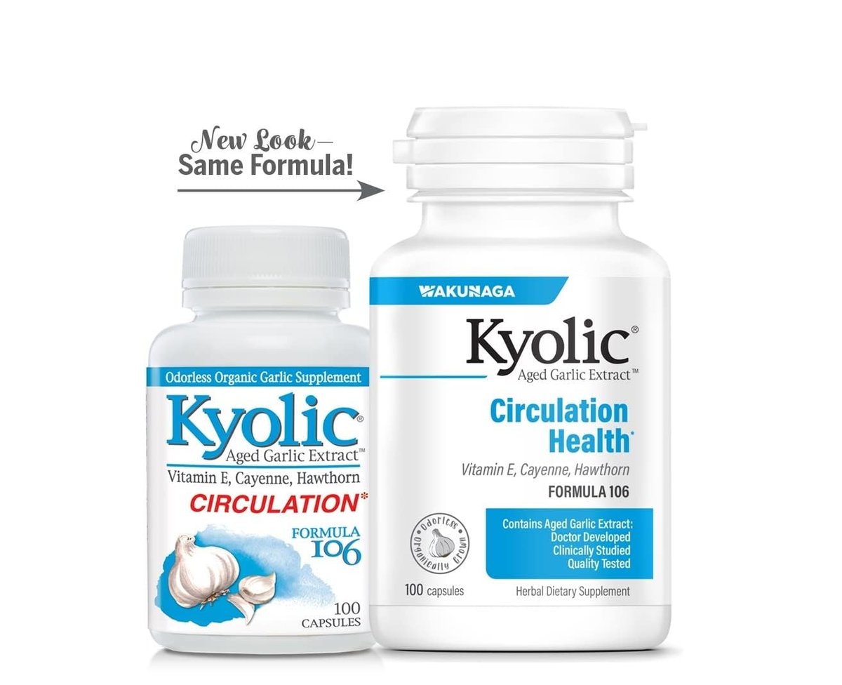 Kyolic Gealter Knoblauch Extrakt Formula 106 – Kreislaufunterstützung, Herz-Kreislauf- & Durchblutungsergänzung – 100 Kapseln (50 Portionen)