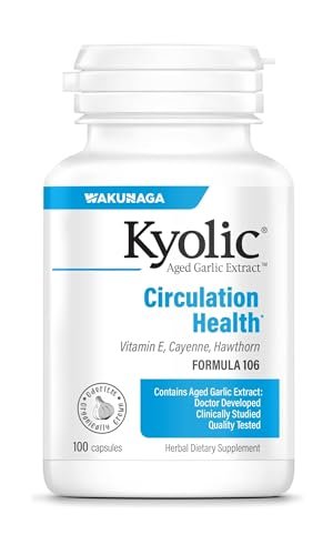 Kyolic Gealter Knoblauch Extrakt Formula 106 – Kreislaufunterstützung, Herz-Kreislauf- & Durchblutungsergänzung – 100 Kapseln (50 Portionen)