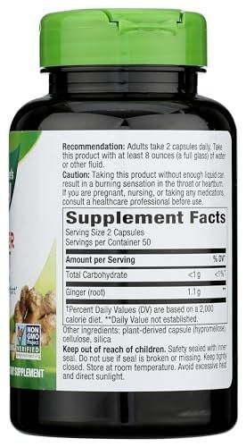 Nature's Way Premium Ginger Root 1100 mg pro Portion 180 Kapseln - Hochwertiges Kräuterergänzungsmittel