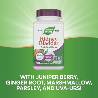Nature's Way Nieren-Blasen Premium Blend – Traditionelles Kräuter-Supplement, 900 mg pro 2-Kapsel-Portion, Non-GMO Project verifiziert, vegan, 100 Kapseln