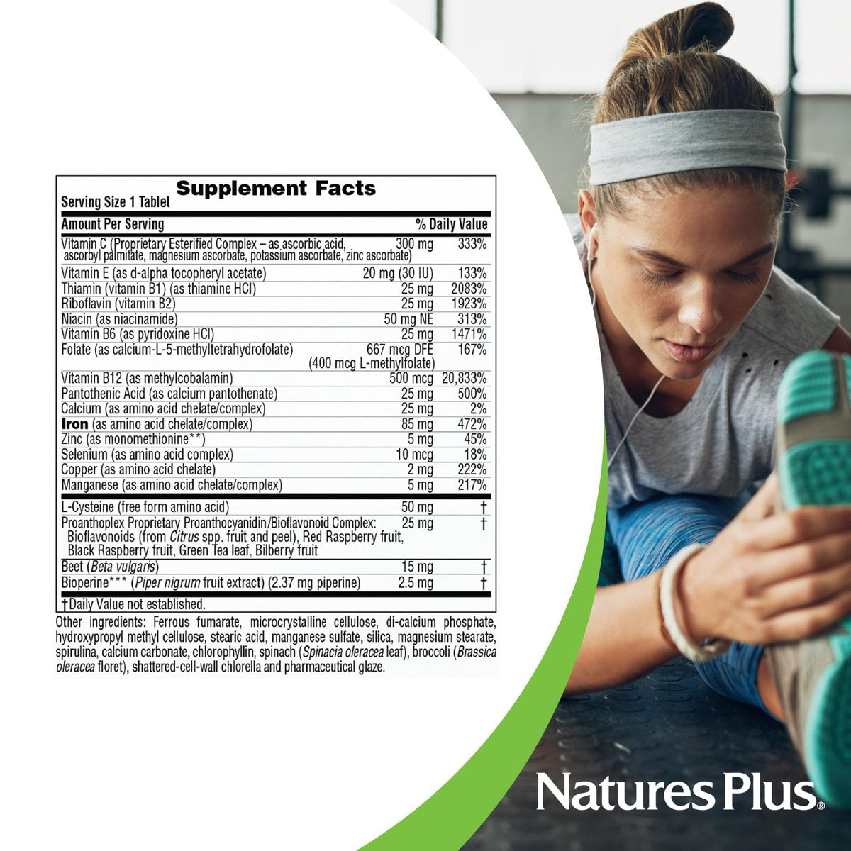 NaturesPlus Hema-Plex Eisen – 30 Tabletten mit langsamer Freisetzung – 85 mg cheliertes Eisen – für die Blutgesundheit – mit Vitamin C & Bioflavonoiden – Nicht-GVO, vegetarisch & glutenfrei