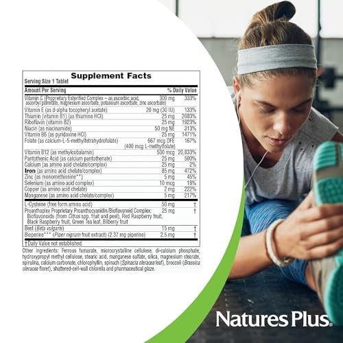 NaturesPlus Hema-Plex Eisen – 30 Tabletten mit langsamer Freisetzung – 85 mg cheliertes Eisen – für die Blutgesundheit – mit Vitamin C & Bioflavonoiden – Nicht-GVO, vegetarisch & glutenfrei