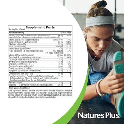 NaturesPlus Hema-Plex Eisen – 30 Tabletten mit langsamer Freisetzung – 85 mg cheliertes Eisen – für die Blutgesundheit – mit Vitamin C & Bioflavonoiden – Nicht-GVO, vegetarisch & glutenfrei