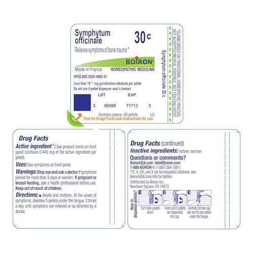 Boiron Symphytum Officinale 30C Homöopathisches Arzneimittel bei Knochentrauma – 80 Kügelchen