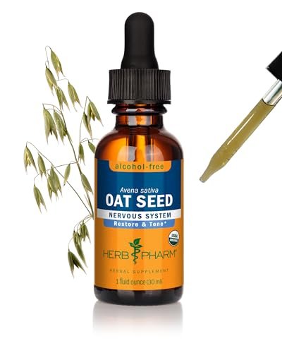 Herb Pharm Haferkraut, alkoholfreier flüssiger Kräuterextrakt: Traditionelle Unterstützung für das Nervensystem | Bio-Hafer-Tinktur | Vegan, glutenfrei, ca. 3-Wochen-Vorrat, 30 ml