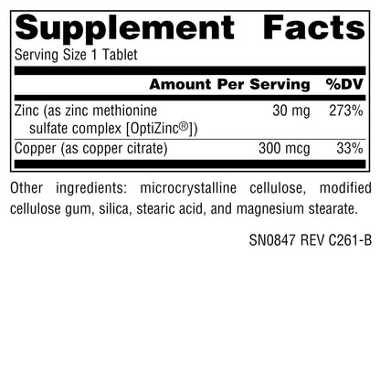 Source Naturals OptiZinc Zink-Methionin-Sulfat-Komplex – 60 Tabletten, Nahrungsergänzungsmittel