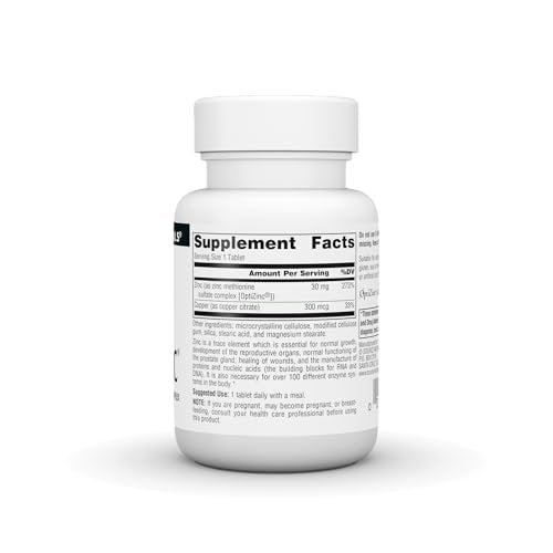 Source Naturals OptiZinc Zink-Methionin-Sulfat-Komplex – 60 Tabletten, Nahrungsergänzungsmittel
