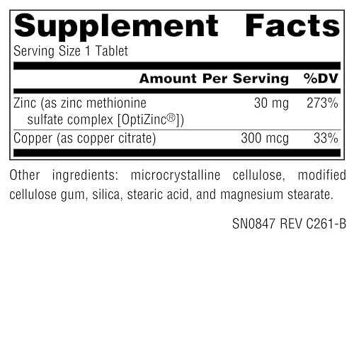 Source Naturals OptiZinc Zink-Methionin-Sulfat-Komplex – 60 Tabletten, Nahrungsergänzungsmittel