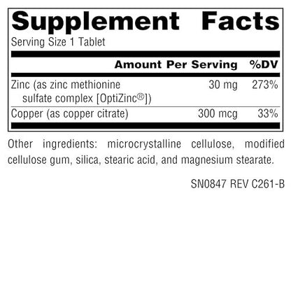 Source Naturals OptiZinc Zink-Methionin-Sulfat-Komplex – 60 Tabletten, Nahrungsergänzungsmittel