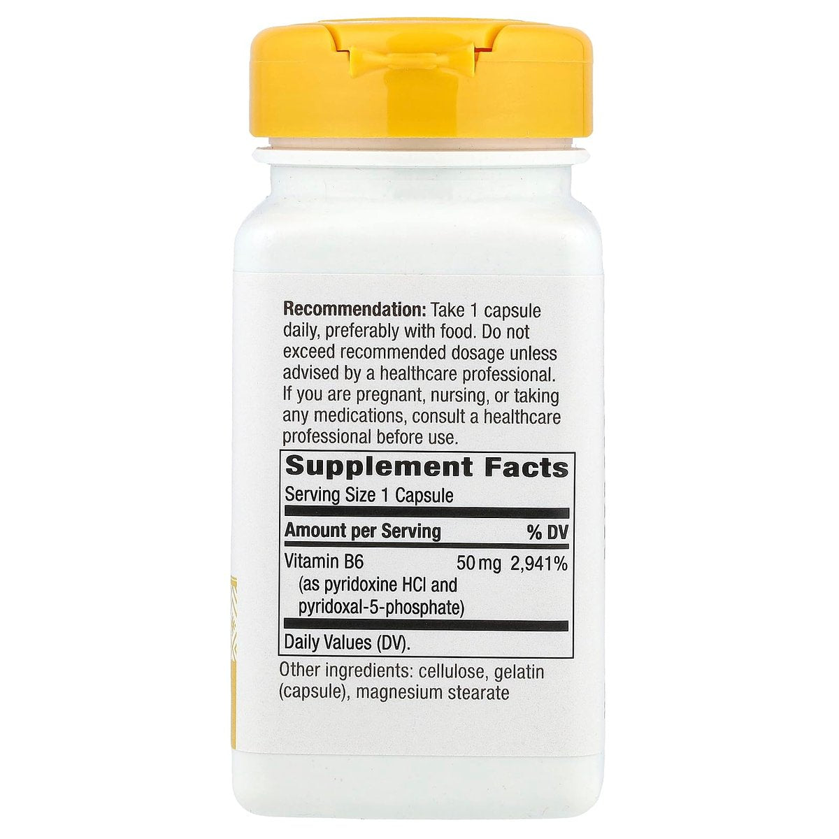 Nature's Way Hochdosiertes Vitamin B-6 Ergänzungsmittel, 50 mg pro Portion, Unterstützung der Zellenergie*, glutenfrei, 100 Kapseln
