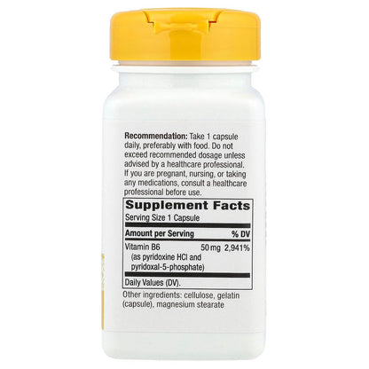 Nature's Way Hochdosiertes Vitamin B-6 Ergänzungsmittel, 50 mg pro Portion, Unterstützung der Zellenergie*, glutenfrei, 100 Kapseln