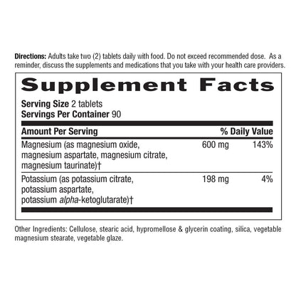 Country Life Magnesium- und Kaliumpräparat für Herzgesundheit, Immunsystem und Knochen – 180 Tabletten, glutenfrei