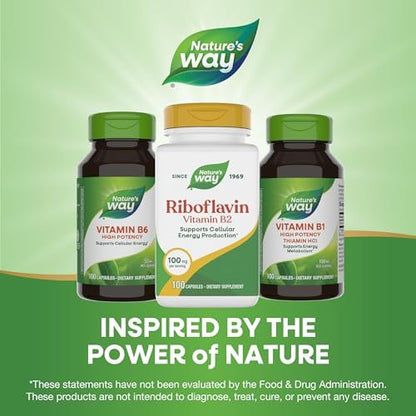 Nature's Way Riboflavin Vitamin B2 – Hochdosiertes Riboflavin, 100 mg pro Portion, 100 Kapseln – Unterstützt die zelluläre Energieproduktion