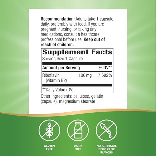 Nature's Way Riboflavin Vitamin B2 – Hochdosiertes Riboflavin, 100 mg pro Portion, 100 Kapseln – Unterstützt die zelluläre Energieproduktion