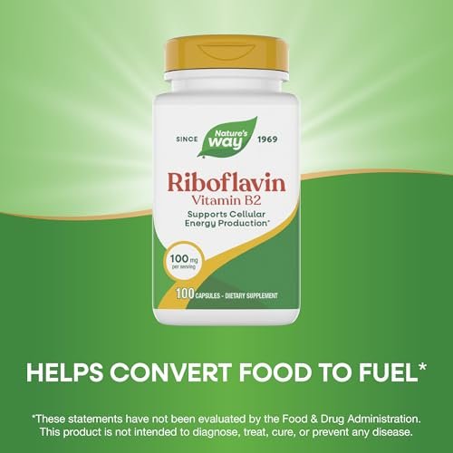 Nature's Way Riboflavin Vitamin B2 – Hochdosiertes Riboflavin, 100 mg pro Portion, 100 Kapseln – Unterstützt die zelluläre Energieproduktion