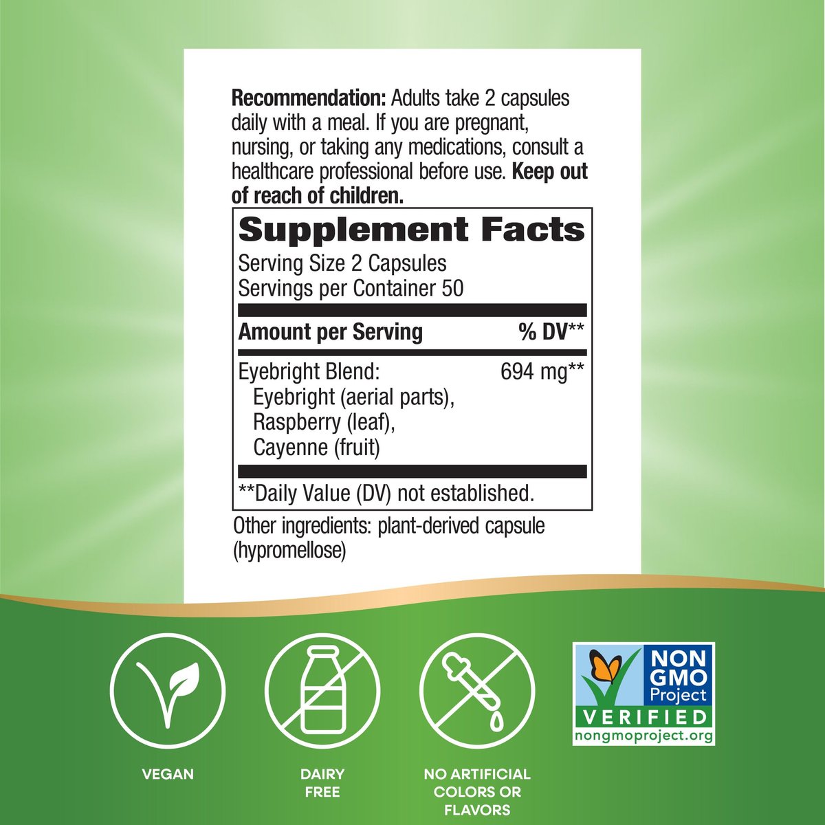 Nature's Way Augentrost Premium Blend – Kräutermischung, Non-GMO, vegan, 100 Kapseln