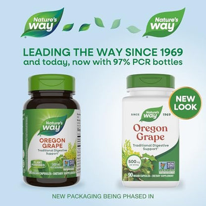 Nature's Way Oregon Grape – Traditionelle Verdauungsunterstützung*, Non-GMO Project verifiziert, 500 mg pro Portion, 90 Kapseln (Verpackung kann variieren)