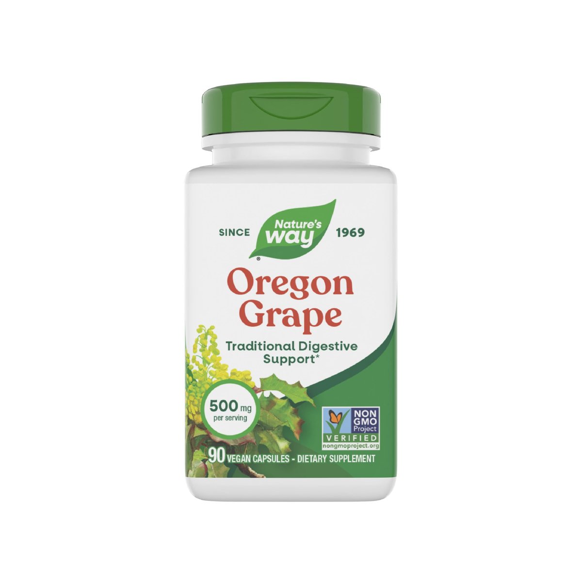 Nature's Way Oregon Grape – Traditionelle Verdauungsunterstützung*, Non-GMO Project verifiziert, 500 mg pro Portion, 90 Kapseln (Verpackung kann variieren)